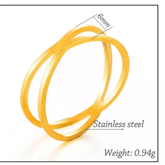 CRISS CROSS GOLD Stainless Steel Ring Minimalist SIZE 10 with GIFT Bag - Picture 2 of 10